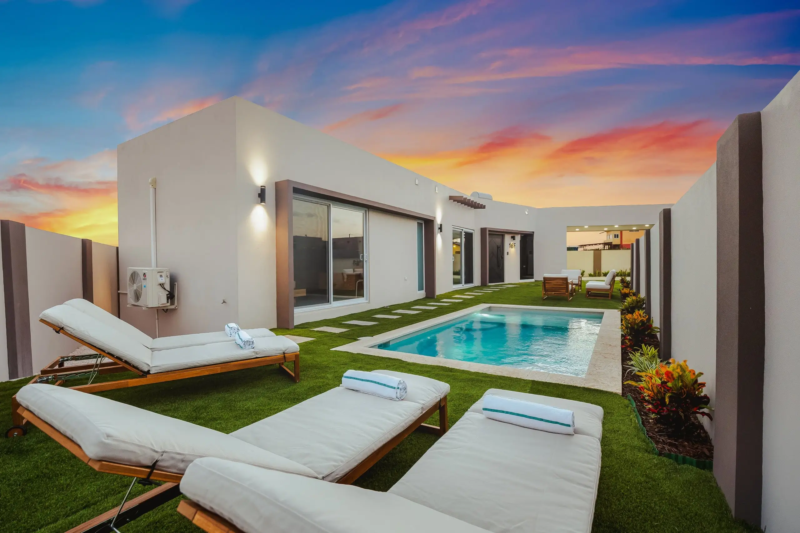 The private pool and garden
