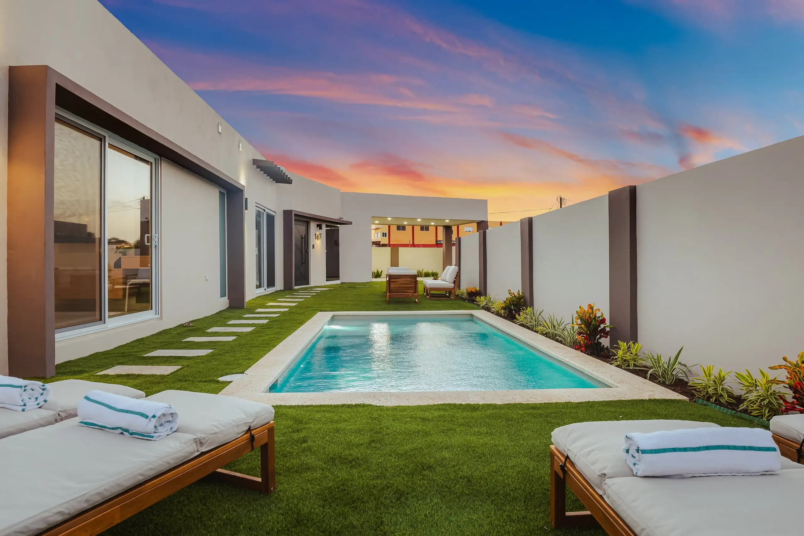 The private pool and garden