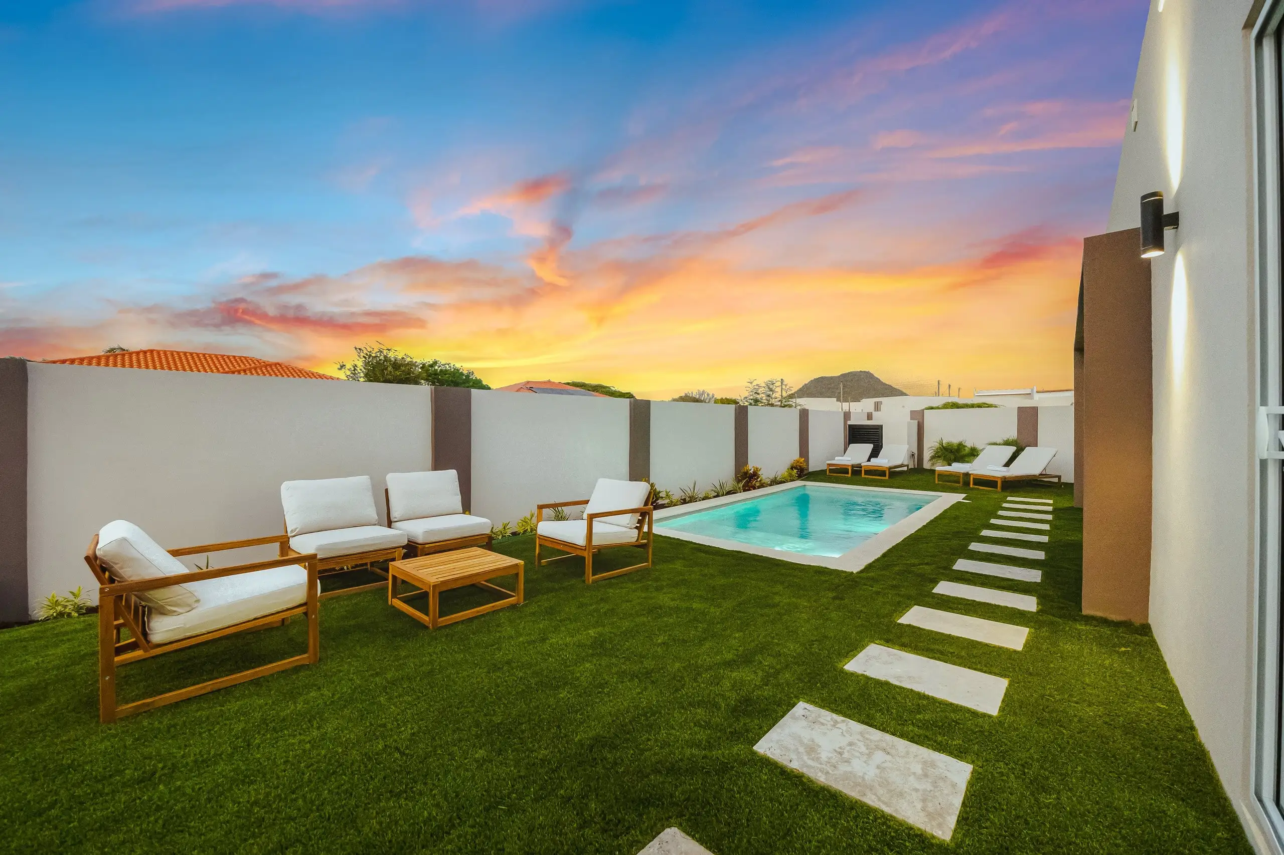 The private pool and garden