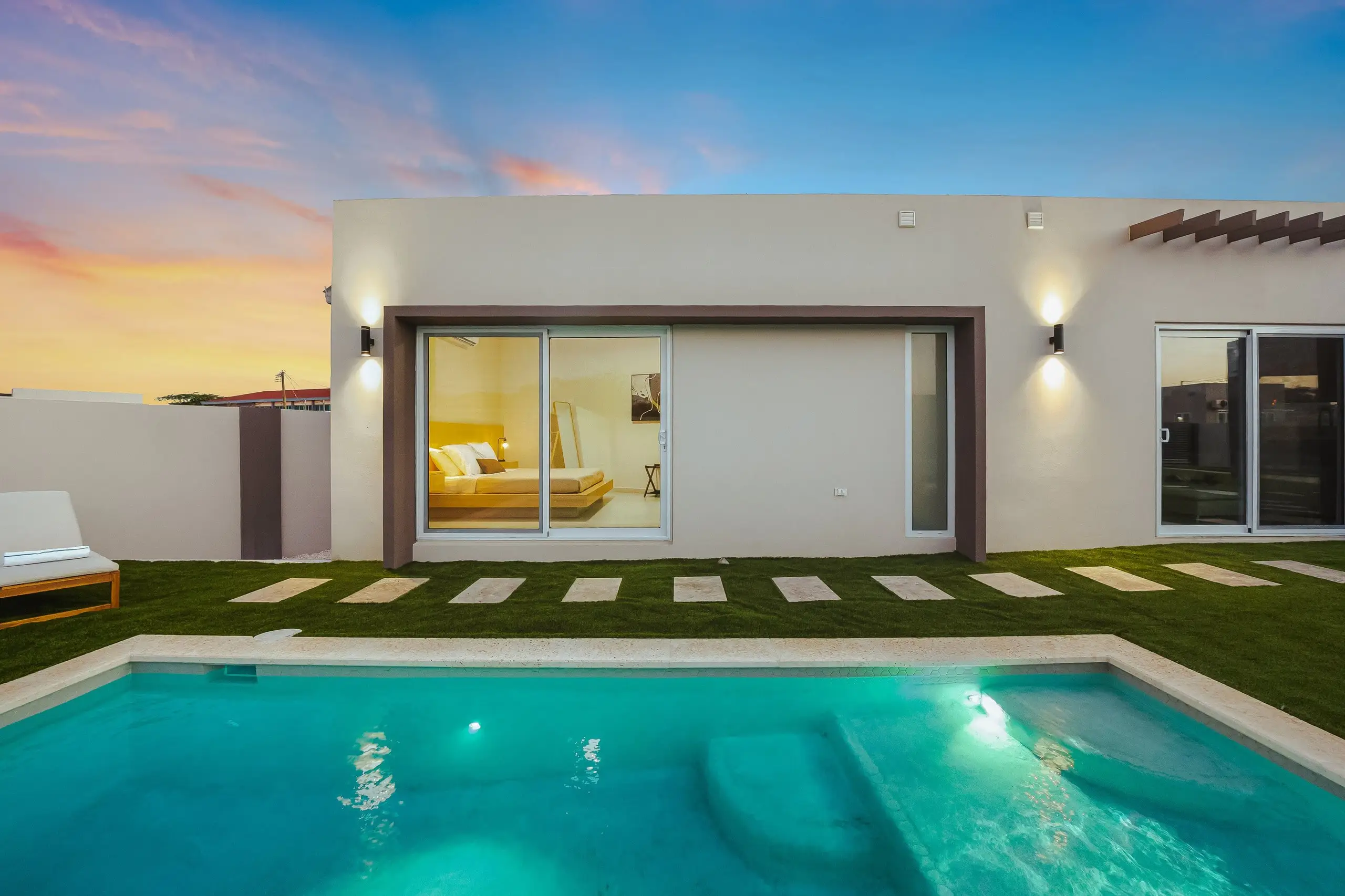 The private pool and garden