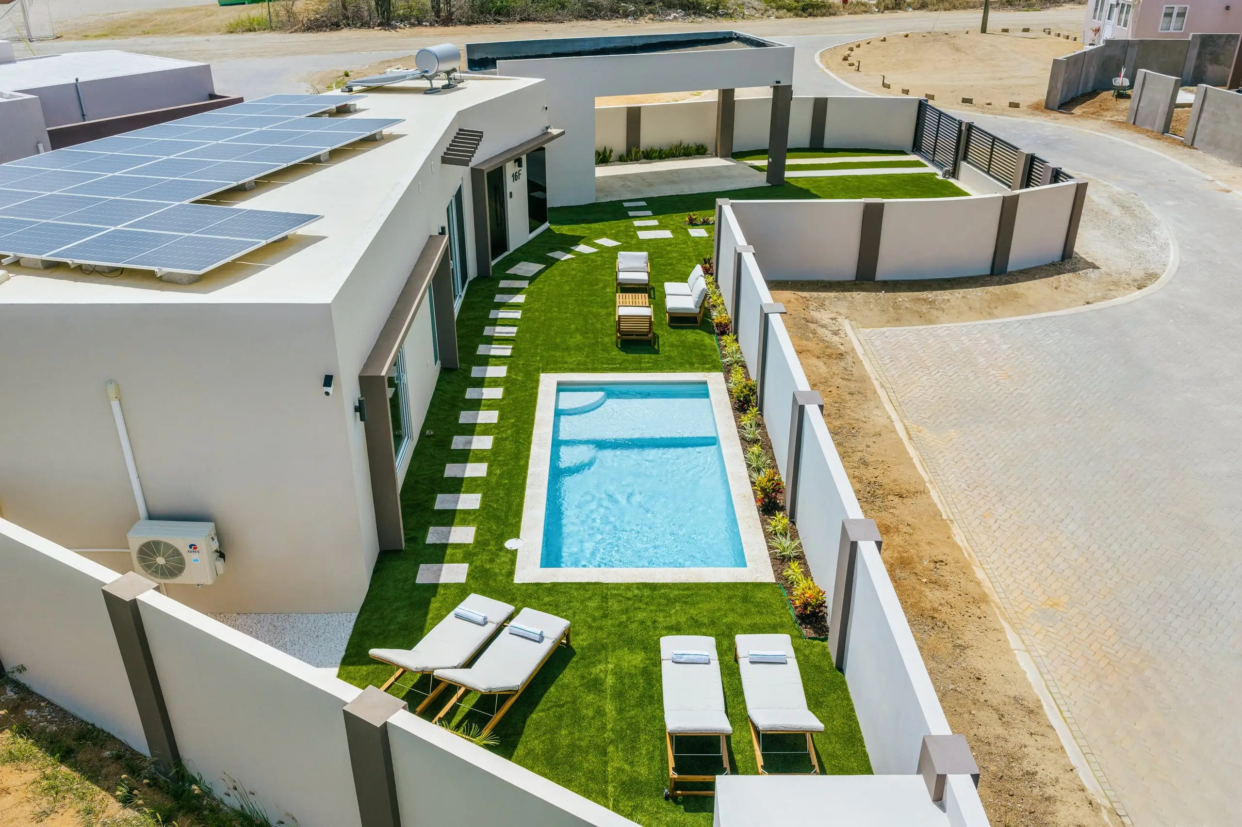 Outside the villa
