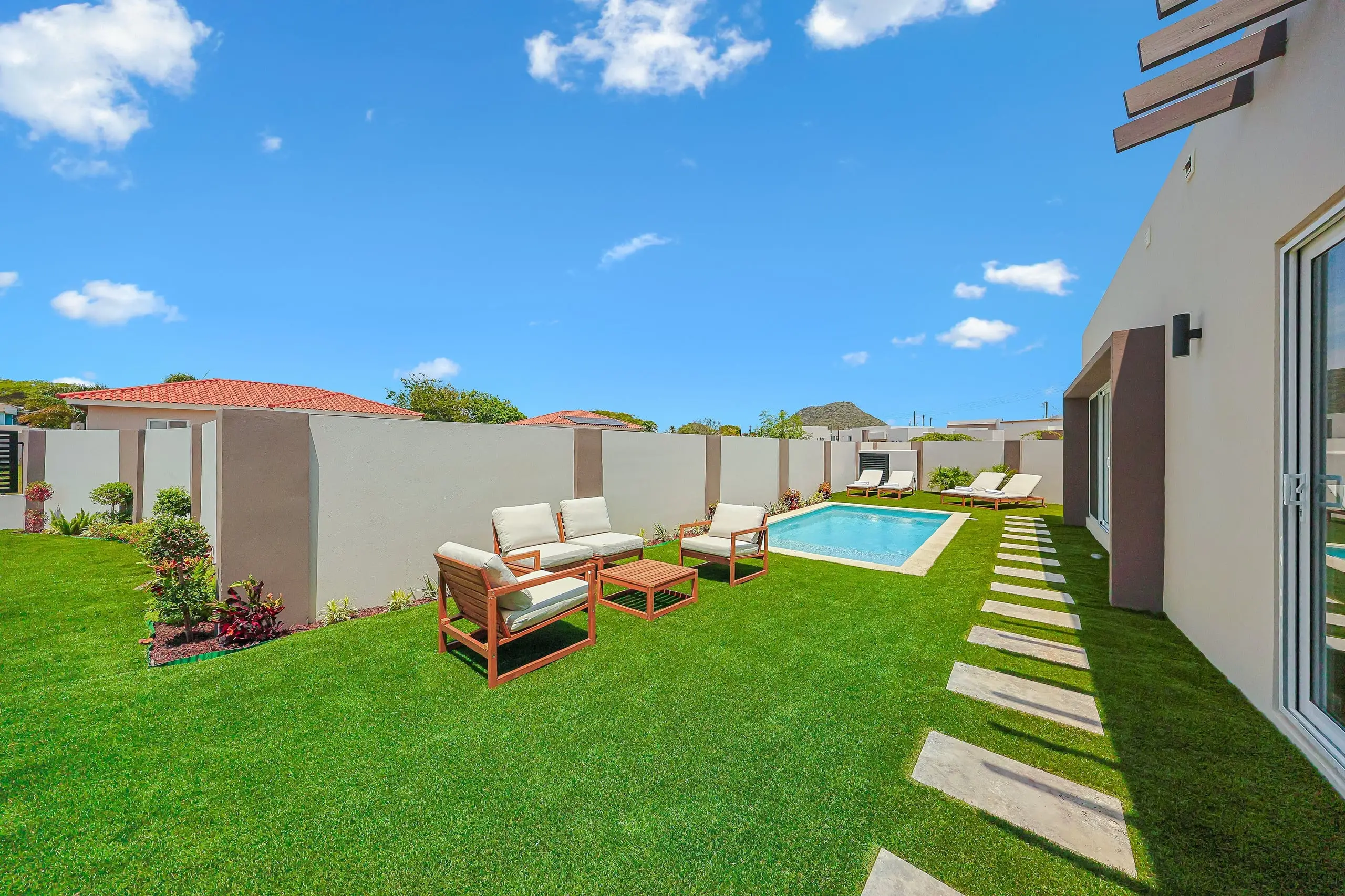 The private pool and garden
