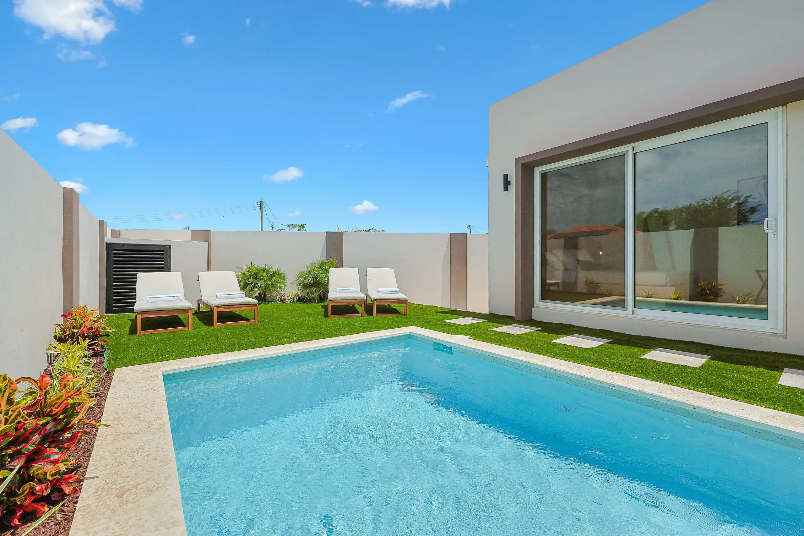 The private pool and garden
