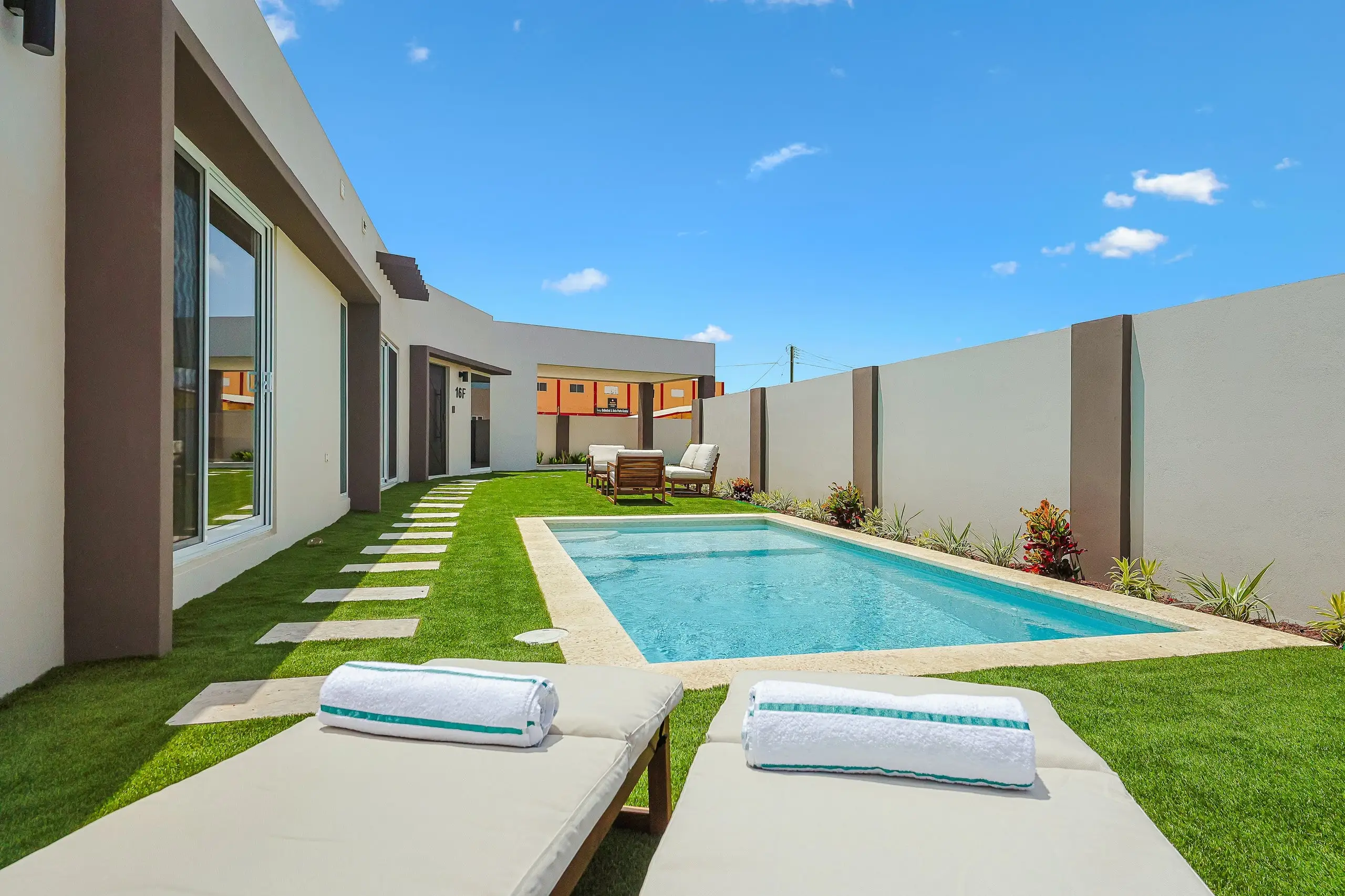 The private pool and garden