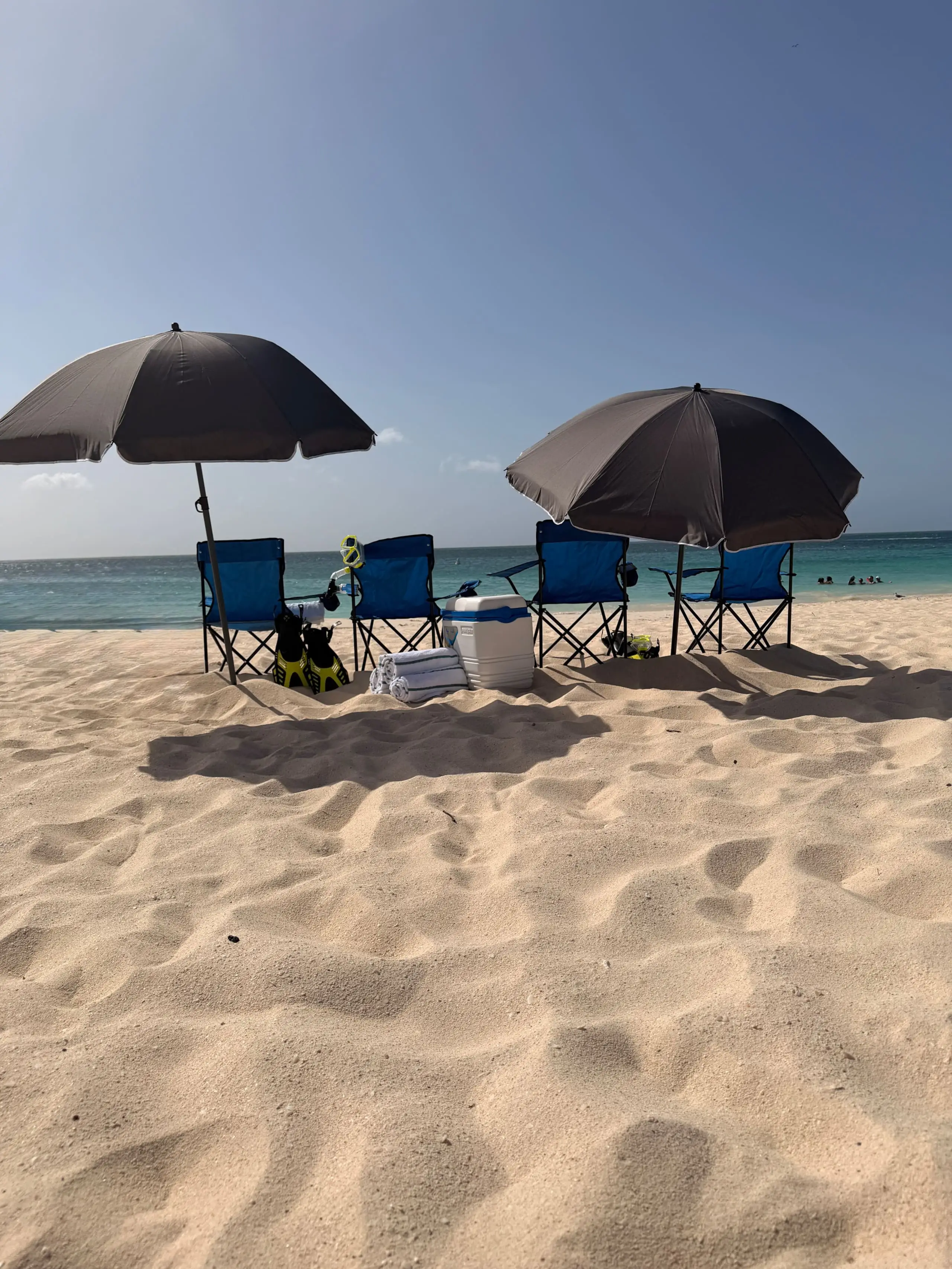 Beach chairs and umbrellas for guests